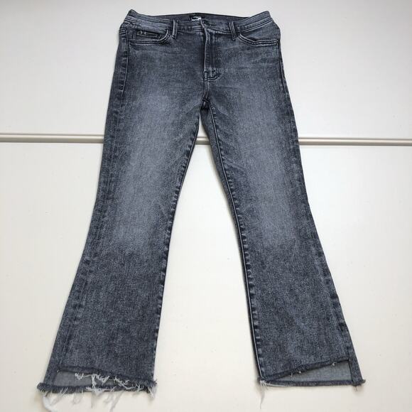 Mother Womens High Rise The Insider Crop Step Fray Jeans Gray Denim Size 29 - Picture 1 of 14